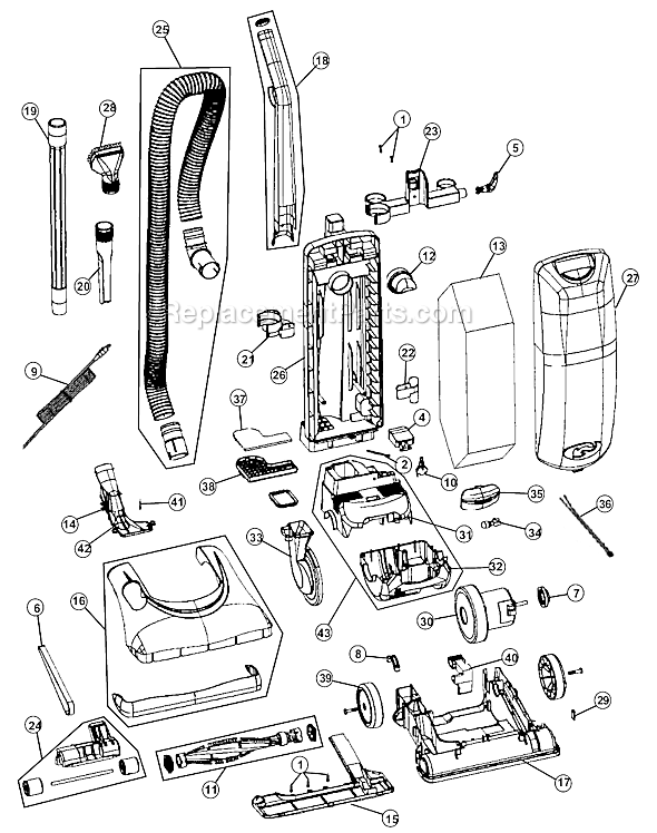 Page A Diagram and Parts List for 085585  Dirt Devil Upright Vacuum